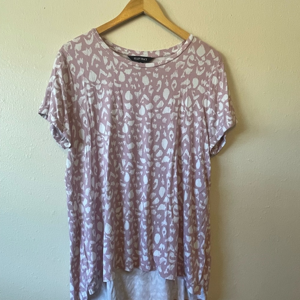 Ellen Tracy Pink Cheetah Print Top